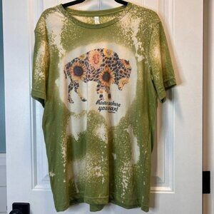 Green Bleach & Sublimation ‘Roam Where You Want’ Large T-Shirt.